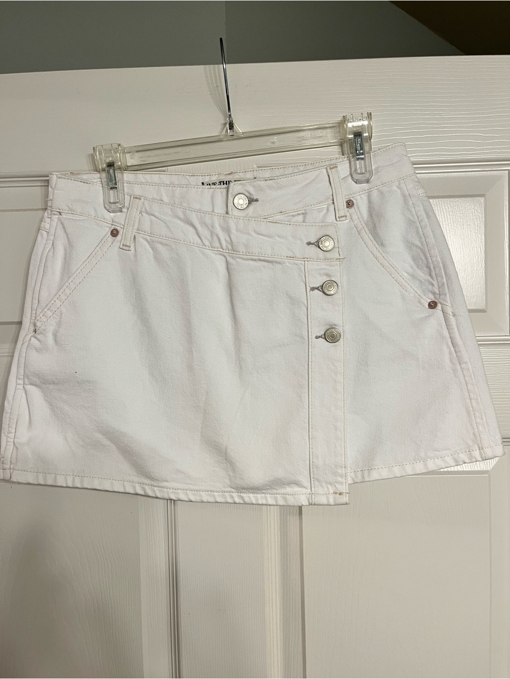 WeThe Free Size 28 Wynne Women's White Button-Front Denim Skirt
